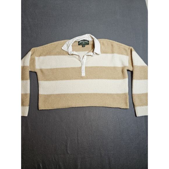 American Eagle Outfitters Sweaters - American Eagle Sweater Womens XS Tan White Striped Cropped Preppy Cozycore